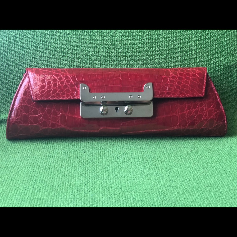 Red Crocodile Clutch